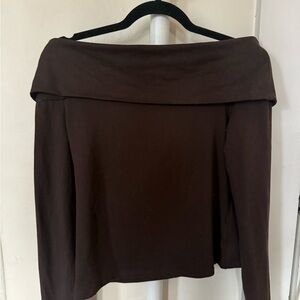 Chic H&M Brown Off-Shoulder Long Sleeve Top